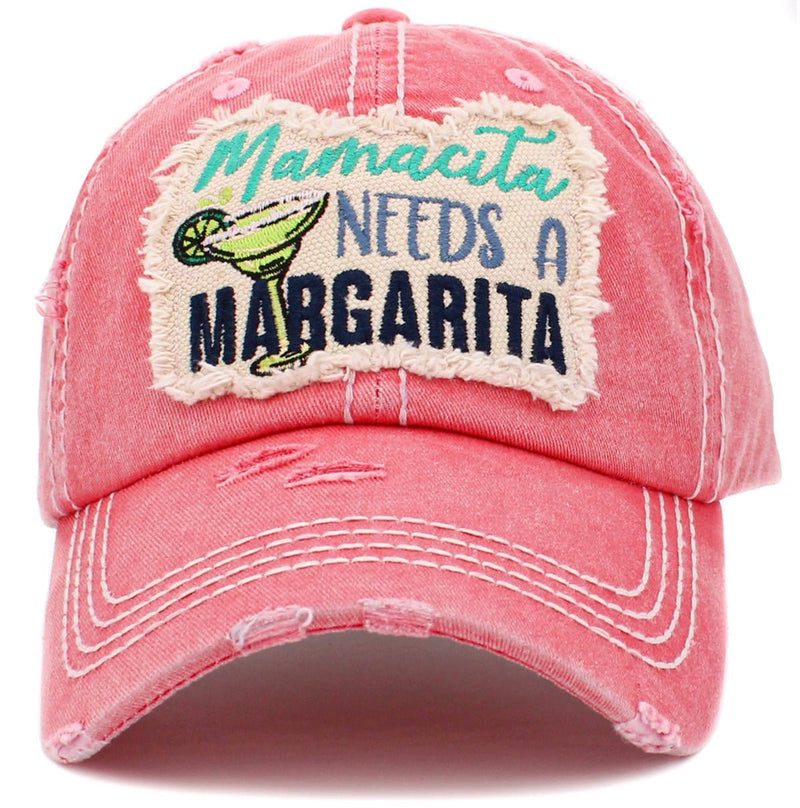KBV1427 "Mamacita Needs A Margarita" Vintage Distressed Ballcap - MiMi Wholesale