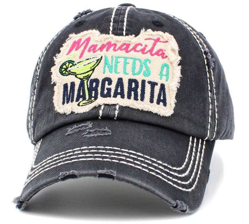 KBV1427 "Mamacita Needs A Margarita" Vintage Distressed Ballcap - MiMi Wholesale