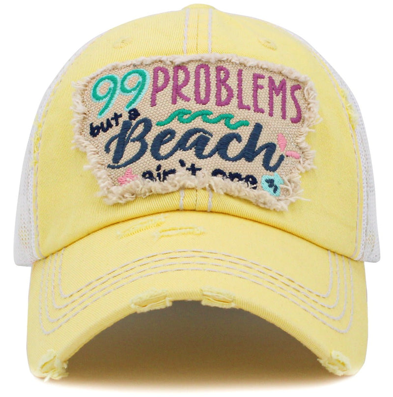 KBV1429 "99 Problems But A Beach Ain't" Vintage Distressed Ballcap - MiMi Wholesale
