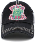 KBV1431 "Beach Please" Vintage Distressed Ballcap - MiMi Wholesale