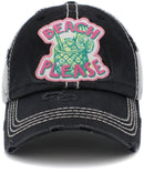 KBV1431 "Beach Please" Vintage Distressed Ballcap - MiMi Wholesale