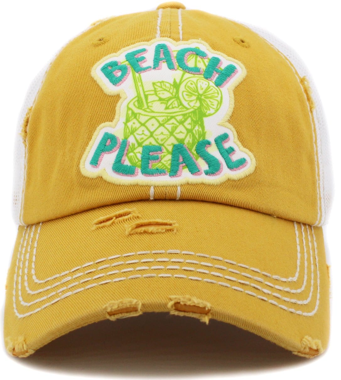 KBV1431 "Beach Please" Vintage Distressed Ballcap - MiMi Wholesale