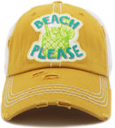 KBV1431 "Beach Please" Vintage Distressed Ballcap - MiMi Wholesale