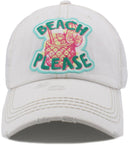 KBV1431 "Beach Please" Vintage Distressed Ballcap - MiMi Wholesale