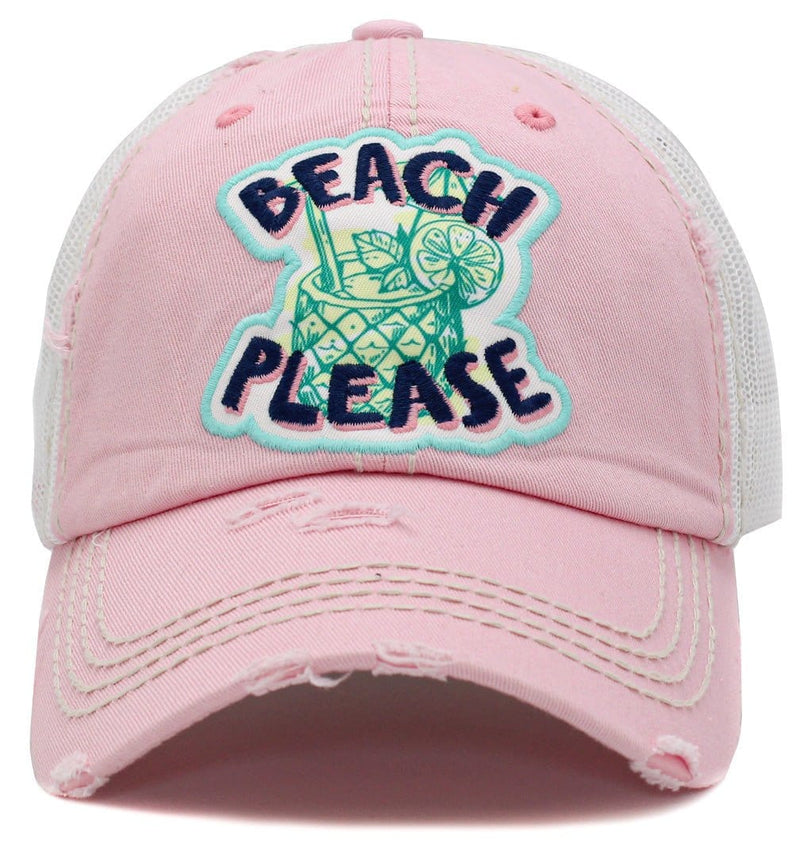 KBV1431 "Beach Please" Vintage Distressed Ballcap - MiMi Wholesale