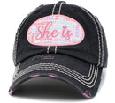 KBV1435 "She Is" Vintage Washed Baseball Cap - MiMi Wholesale