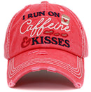 KBV1439 "I Run On Caffeine & Kisses" Washed Vintage Ballcap - MiMi Wholesale