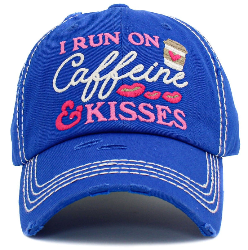 KBV1439 "I Run On Caffeine & Kisses" Washed Vintage Ballcap - MiMi Wholesale