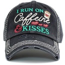KBV1439 "I Run On Caffeine & Kisses" Washed Vintage Ballcap - MiMi Wholesale