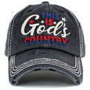 KBV1440 "This is God's Country" Washed Vintage Ballcap - MiMi Wholesale