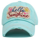 KBV1441 "Hello Sunshine" Washed Vintage Ballcap - MiMi Wholesale