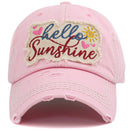 KBV1441 "Hello Sunshine" Washed Vintage Ballcap - MiMi Wholesale