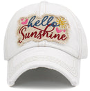 KBV1441 "Hello Sunshine" Washed Vintage Ballcap - MiMi Wholesale
