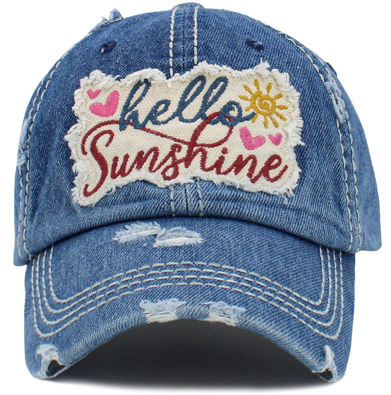 KBV1441 "Hello Sunshine" Washed Vintage Ballcap - MiMi Wholesale