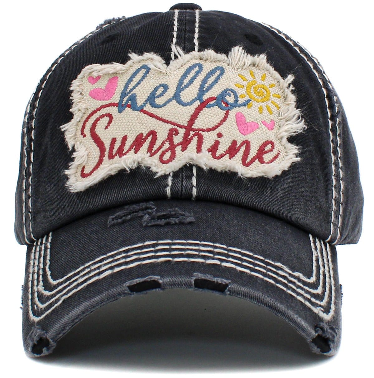 KBV1441 "Hello Sunshine" Washed Vintage Ballcap - MiMi Wholesale