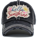 KBV1441 "Hello Sunshine" Washed Vintage Ballcap - MiMi Wholesale