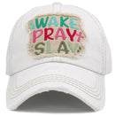 KBV1442 "Wake Pray Slay" Washed Vintage Ballcap - MiMi Wholesale