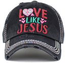 KBV1444 "Love Like Jesus" Washed Vintage Ballcap - MiMi Wholesale