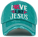 KBV1444 "Love Like Jesus" Washed Vintage Ballcap - MiMi Wholesale