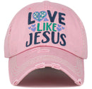 KBV1444 "Love Like Jesus" Washed Vintage Ballcap - MiMi Wholesale