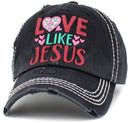 KBV1444 "Love Like Jesus" Washed Vintage Ballcap - MiMi Wholesale