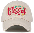 KBV1446 "Simply Blessed" Washed Vintage Ballcap - MiMi Wholesale