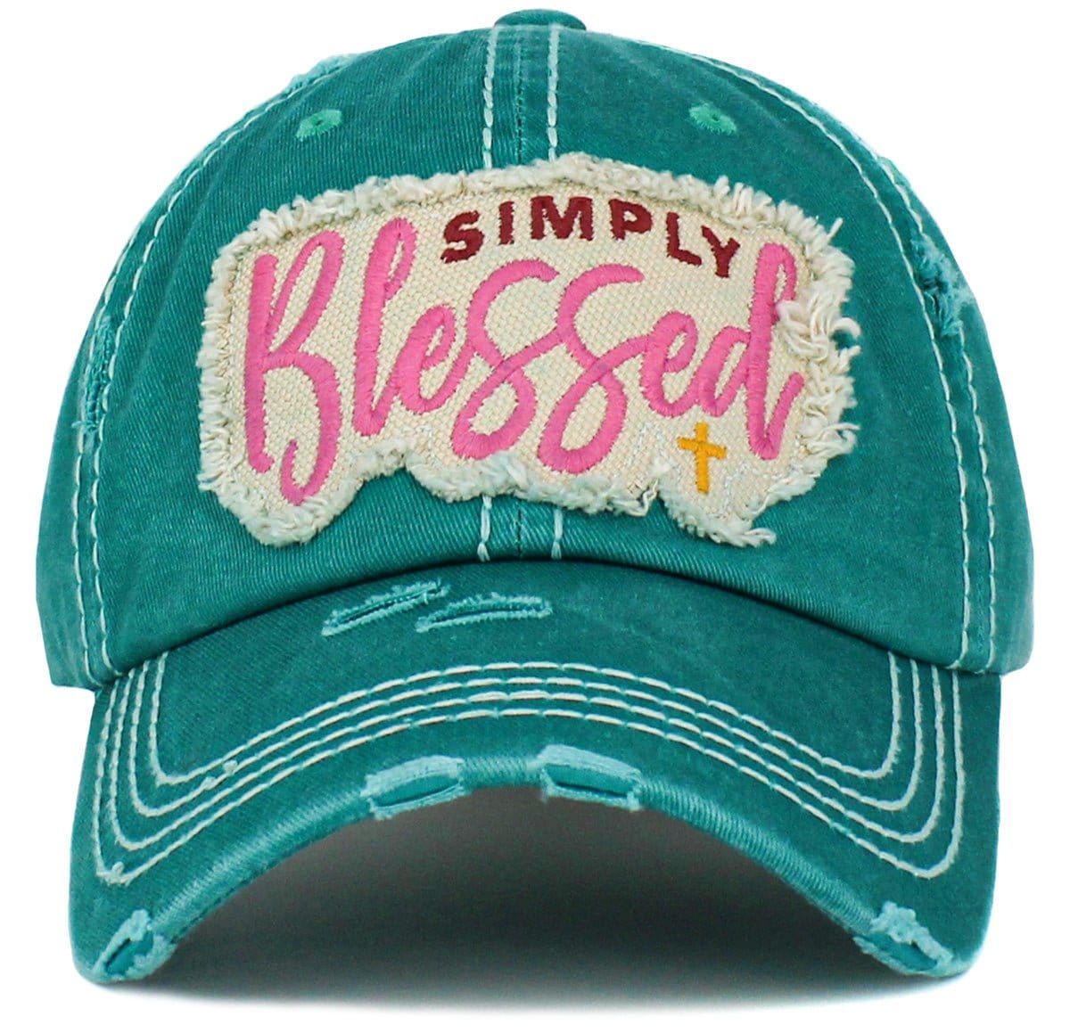 KBV1446 "Simply Blessed" Washed Vintage Ballcap - MiMi Wholesale