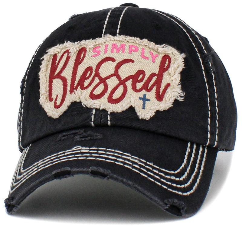 KBV1446 "Simply Blessed" Washed Vintage Ballcap - MiMi Wholesale