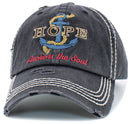 KBV1450 "HOPE Anchors The Soul" Washed Vintage Ballcap Hat - MiMi Wholesale