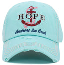 KBV1450 "HOPE Anchors The Soul" Washed Vintage Ballcap Hat - MiMi Wholesale