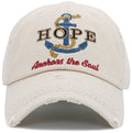 KBV1450 "HOPE Anchors The Soul" Washed Vintage Ballcap Hat - MiMi Wholesale