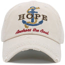 KBV1450 "HOPE Anchors The Soul" Washed Vintage Ballcap Hat - MiMi Wholesale