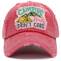 KBV1451 "Camping Don't Care" Washed Vintage Ballcap Hat - MiMi Wholesale