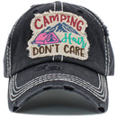 KBV1451 "Camping Don't Care" Washed Vintage Ballcap Hat - MiMi Wholesale