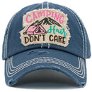 KBV1451 "Camping Don't Care" Washed Vintage Ballcap Hat - MiMi Wholesale