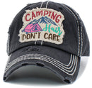 KBV1451 "Camping Don't Care" Washed Vintage Ballcap Hat - MiMi Wholesale