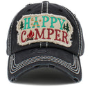 KBV1452 "Happy Camper" Washed Vintage Ballcap Hat - MiMi Wholesale