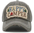 KBV1452 "Happy Camper" Washed Vintage Ballcap Hat - MiMi Wholesale