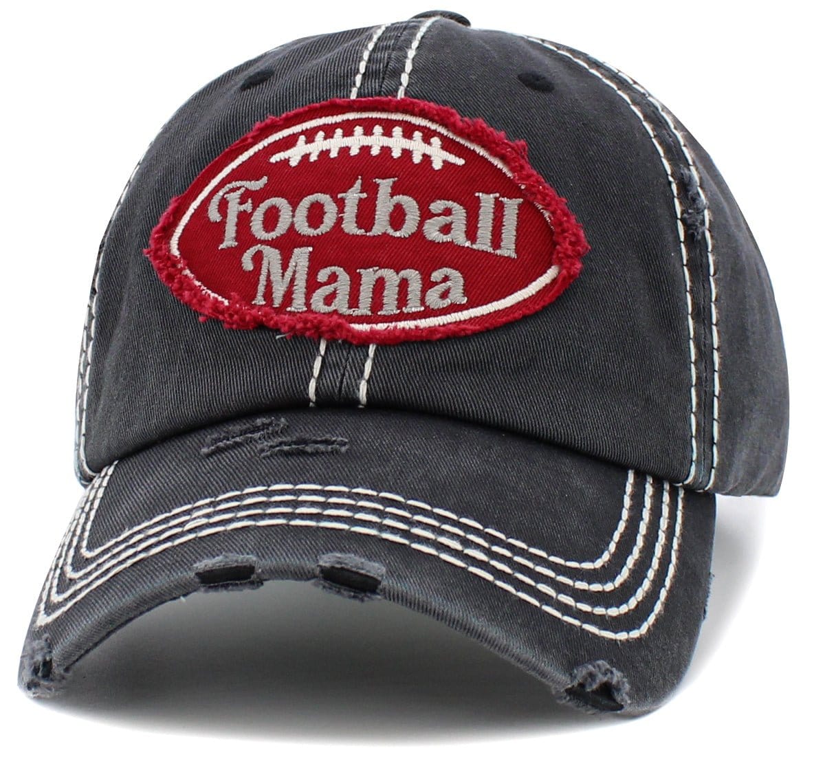 KBV1455 "Football Mama" Washed Vintage Ballcap Hat - MiMi Wholesale