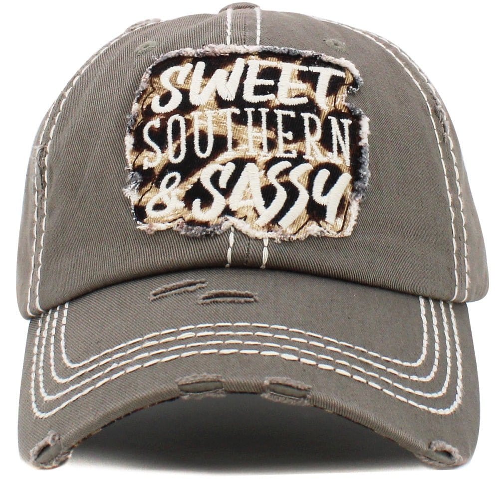 KBV1457 "Sweet Southern & Sassy" Washed Vintage Ballcap - MiMi Wholesale