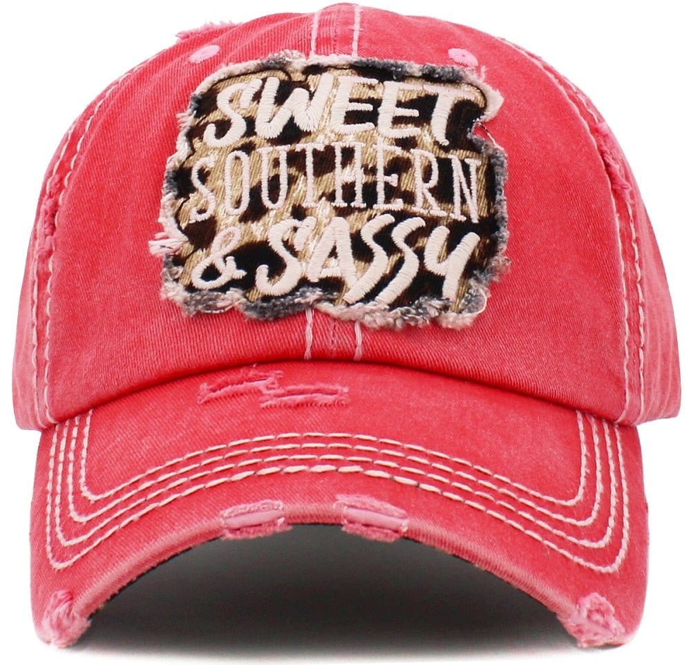 KBV1457 "Sweet Southern & Sassy" Washed Vintage Ballcap - MiMi Wholesale