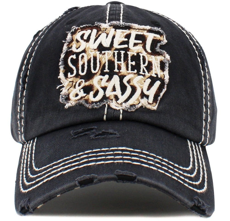 KBV1457 "Sweet Southern & Sassy" Washed Vintage Ballcap - MiMi Wholesale