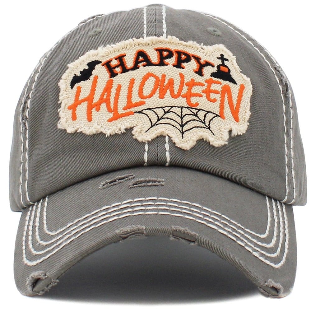 KBV1467 "Happy Halloween" Washed Vintage Ballcap - MiMi Wholesale