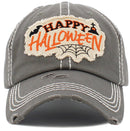 KBV1467 "Happy Halloween" Washed Vintage Ballcap - MiMi Wholesale
