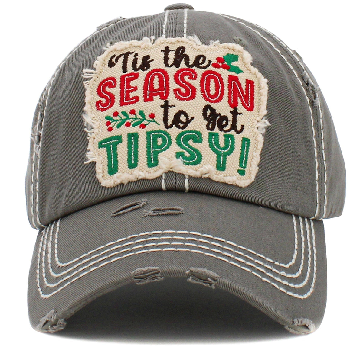 KBV1469 Tis The Season To Get Tipsy Washed Vintage Ballcap - MiMi Wholesale