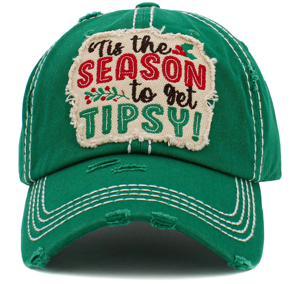 KBV1469 Tis The Season To Get Tipsy Washed Vintage Ballcap - MiMi Wholesale