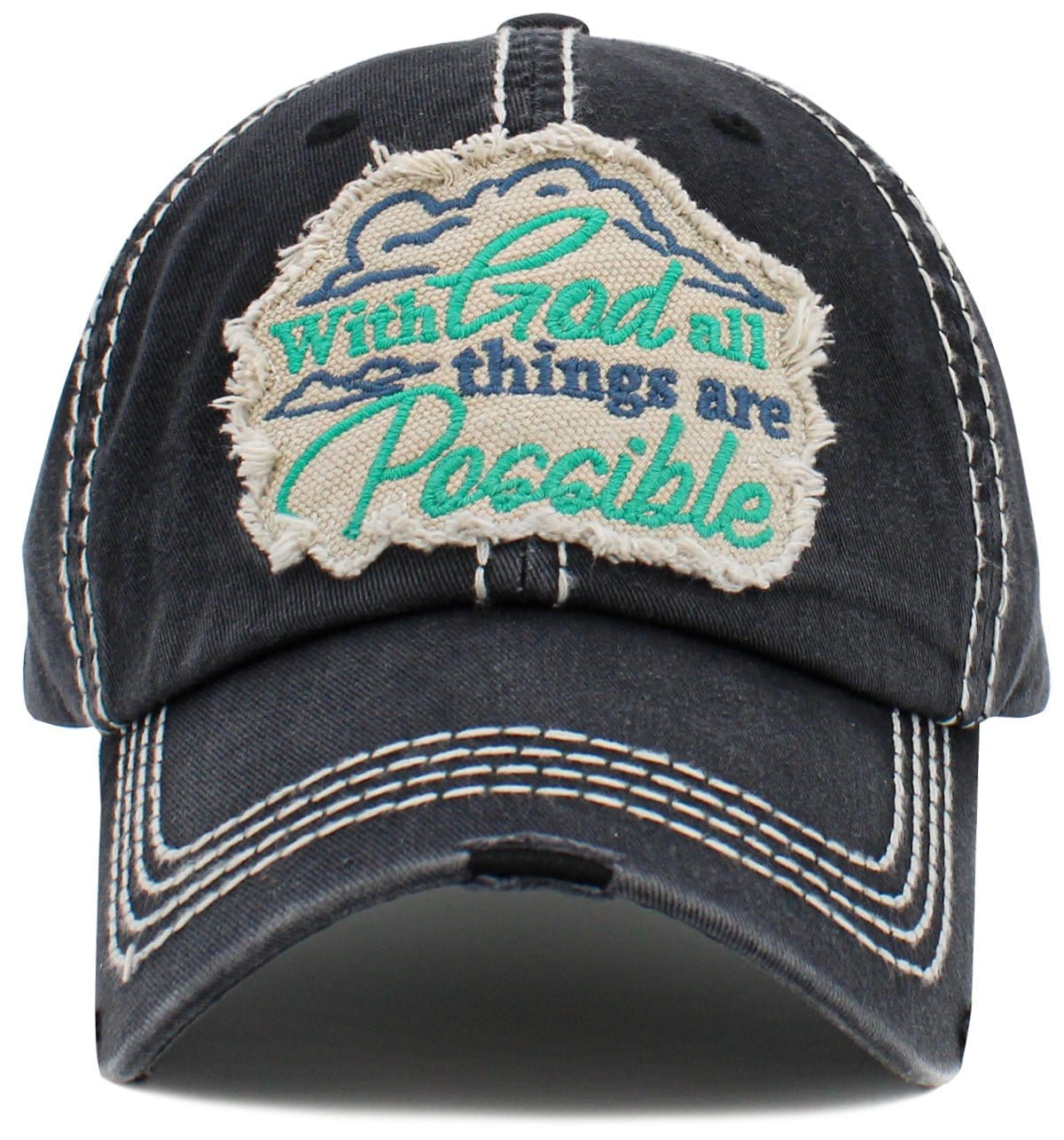KBV1471 'With God All things are possible' Vintage Ballcap - MiMi Wholesale