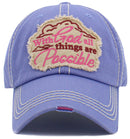 KBV1471 'With God All things are possible' Vintage Ballcap - MiMi Wholesale
