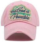 KBV1471 'With God All things are possible' Vintage Ballcap - MiMi Wholesale
