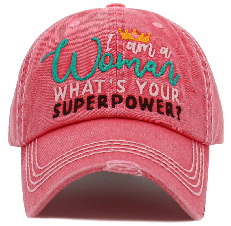 KBV1476 'I am a Women, What's Your Superpower ' Washed Vintage Ballcap - MiMi Wholesale